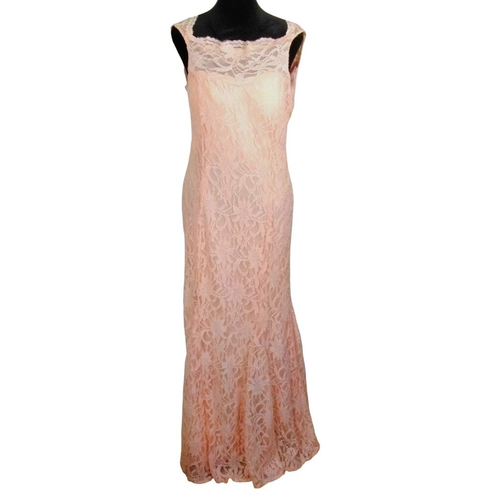 Morgan & Co. Womens Lace Sleeveless Gown/Dress Satin Ribbon Back Bow Size 11/12